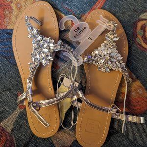 Silver crystal David's bridal sandal size 7